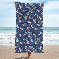 Blue shark printing square towel