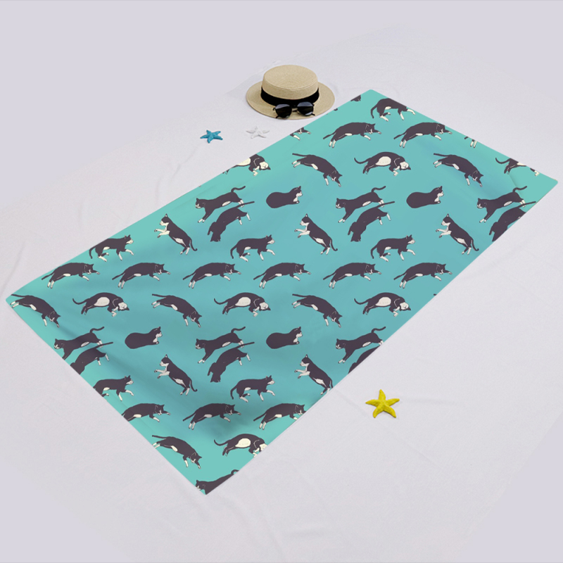 Green cats printing square towel