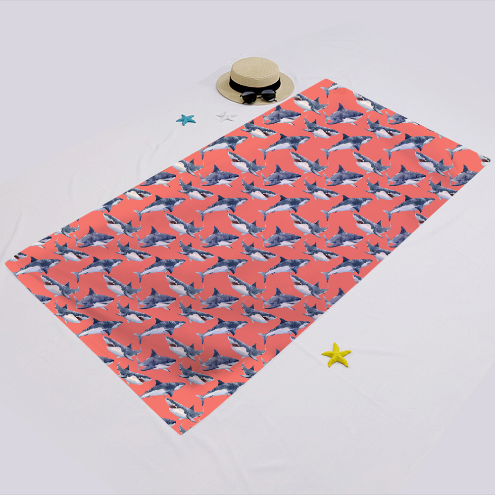 Pink shark printing square towel