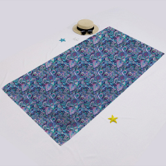 Blue flower printing square towel