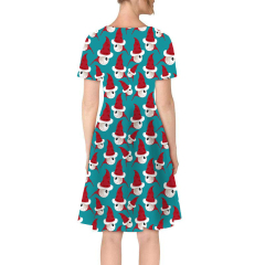 Red hat teal background T-shirt skirt