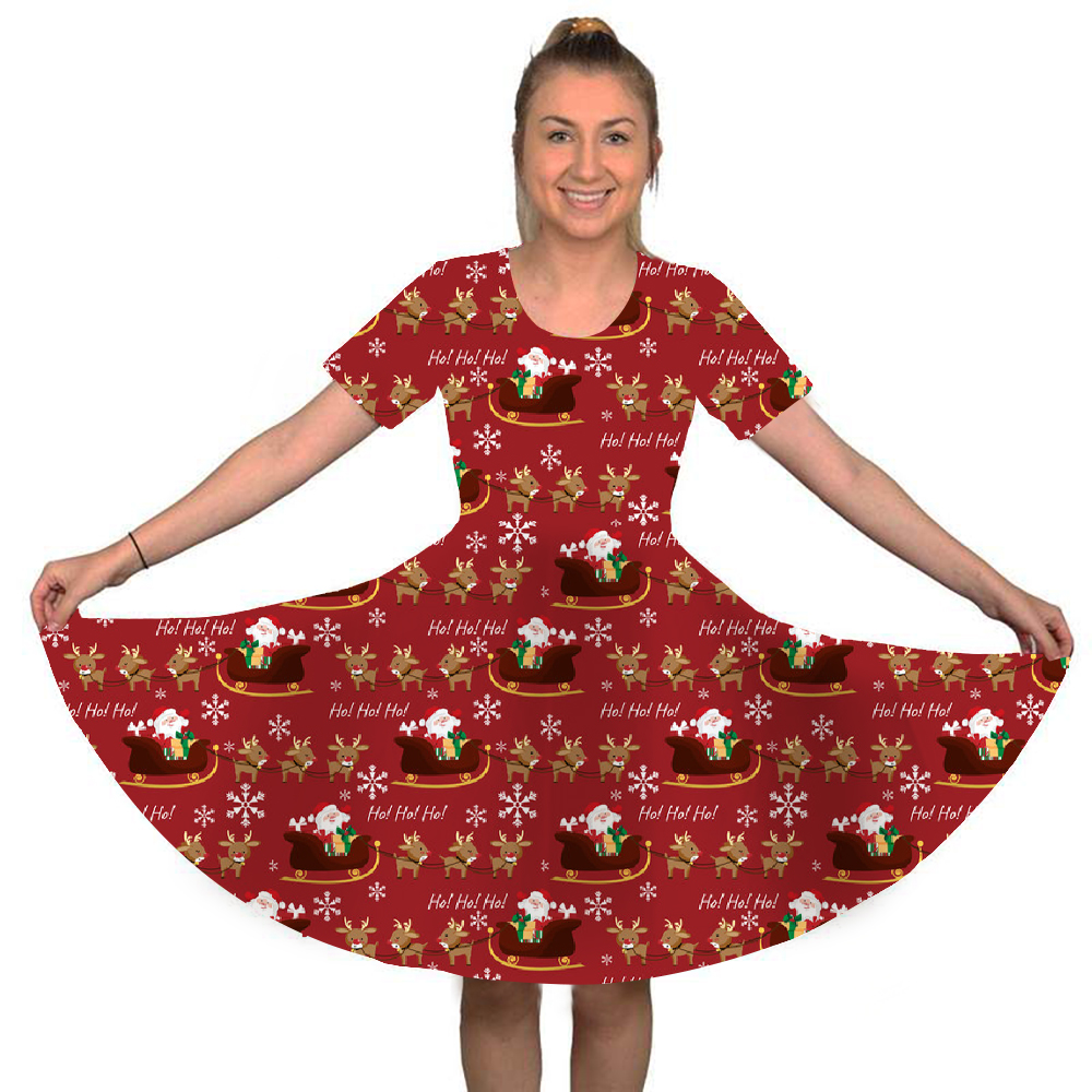 Red Christmas printed T-shirt dress