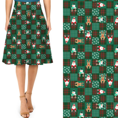 Green plaid Christmas print skirt