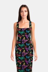 Colorful butterfly on black background package hip dress