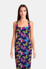 Colorful butterfly print package hip dress