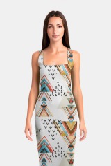 Colored geometric pattern package hip dress