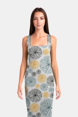 Color dandelion print package hip dress