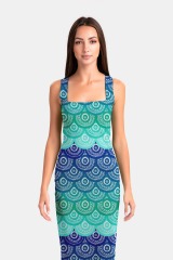 Turquoise swirl print package hip dress