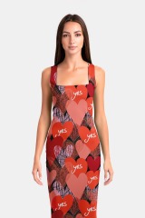 Color heart print package hip dress