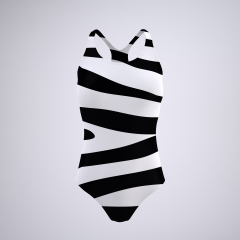 White Background Black Stripe Backless Swimwear