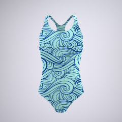 White Background Vortex Graphic Backless Swimwear