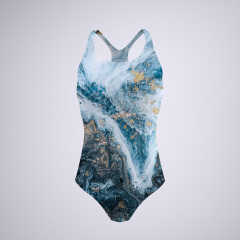 White Background Sky Prints Backless Swimwear