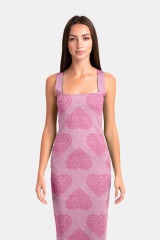 pink print package hip dress