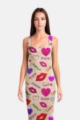 colorful lips print package hip dress