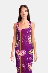 Purple love stripe print package hip dress