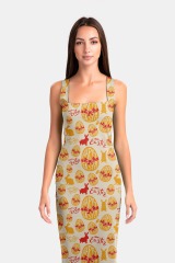 yellow print package hip dress