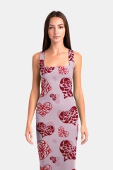 pink heart print package hip dress