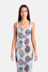 Light grey print package hip dress