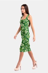 Green print package hip dress