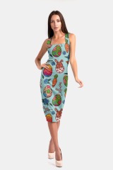 Turquoise print package hip dress