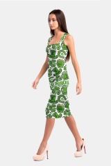 clover and hat print package hip dress