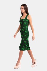army green print package hip dress