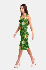 Clover and heart print package hip dress
