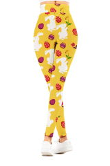 Rabbit egg flower yellow high waist leggings