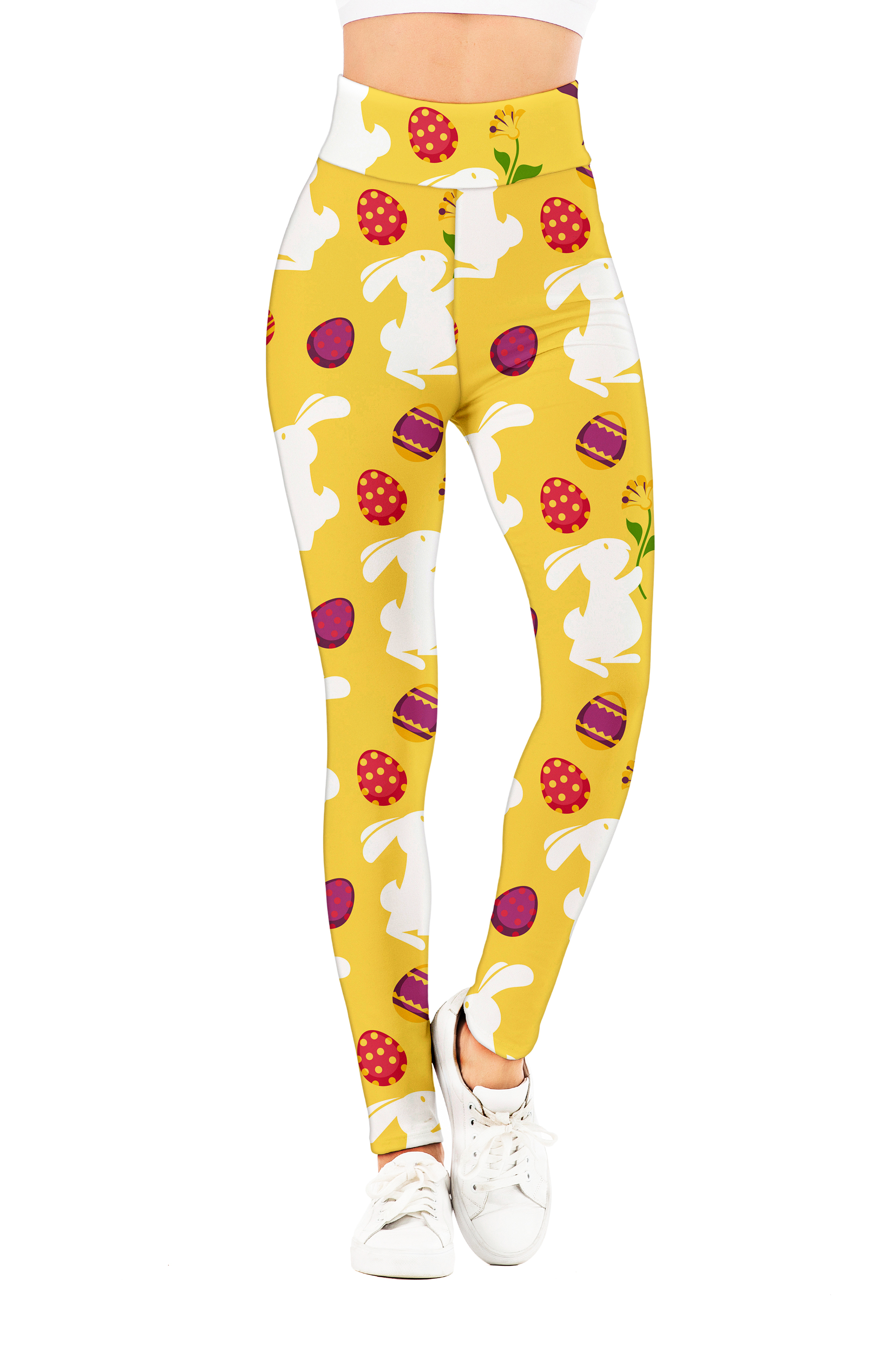 Rabbit egg flower yellow high waist leggings