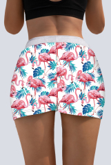 Women's High Waist Flamingo Print Shorts
