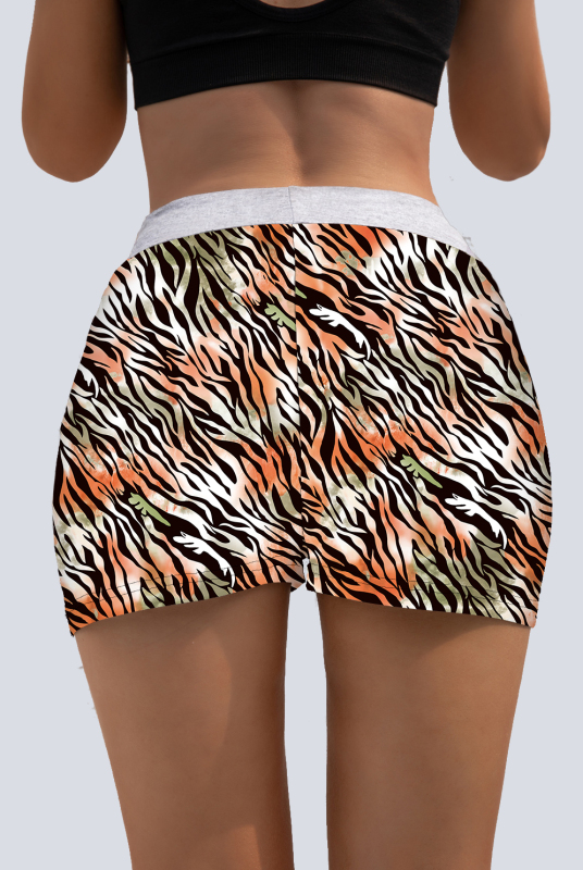 Women's High Waist Tiger Stripe Print Comfortable Shorts