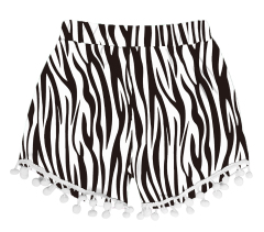 Women's black white tiger stripes Summer Comfortable Black Shorts