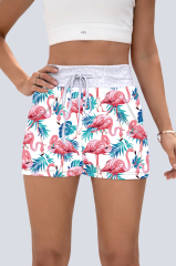 Women's High Waist Flamingo Print Shorts