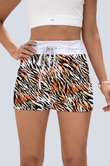Women's High Waist Tiger Stripe Print Comfortable Shorts