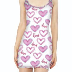 White and lavender heart printed vest dress