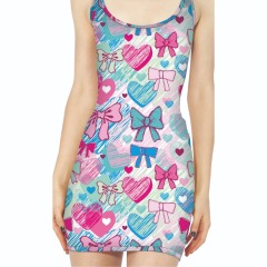 Colorful bow printed vest dress