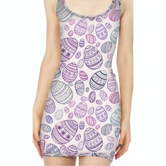 Colorful egg printed vest dress