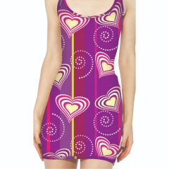 Purple heart print vest dress