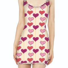 Beige and heart print vest dress