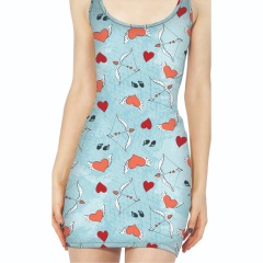 Sky blue and heart printed vest dress