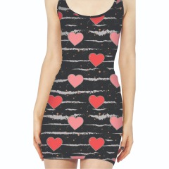 Black heart printed vest dress