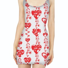 Gray and red heart print vest dress