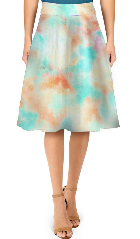 Turquoise gradient printed skirt