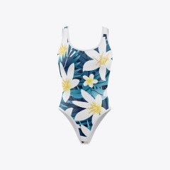 White Background Blue Flowers Bodysuits