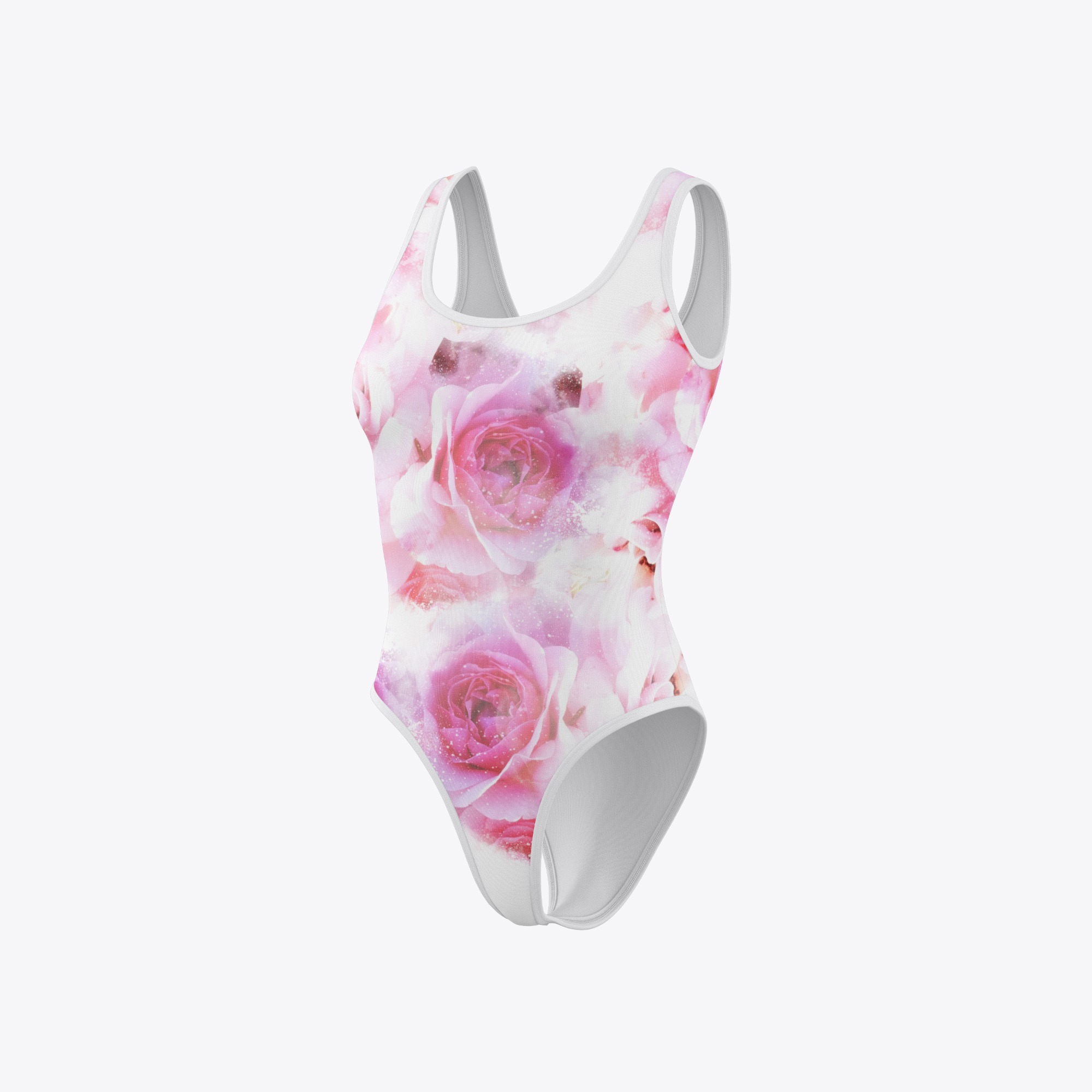 White Background Pink Rose Bodysuits