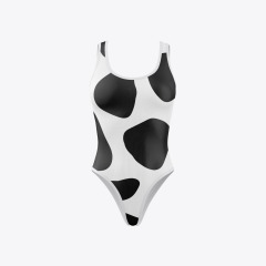 White Background Cow Prints Bodysuit Sets