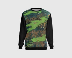 Grey Background Green Prints Crewneck Top