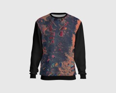 Grey Background Printed Crewneck Sweatshirts Top