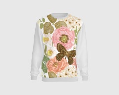 Grey Background Light Flower Crewneck Sweatshirts Top