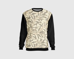 Grey Background Yellow Leaves Crewneck Top